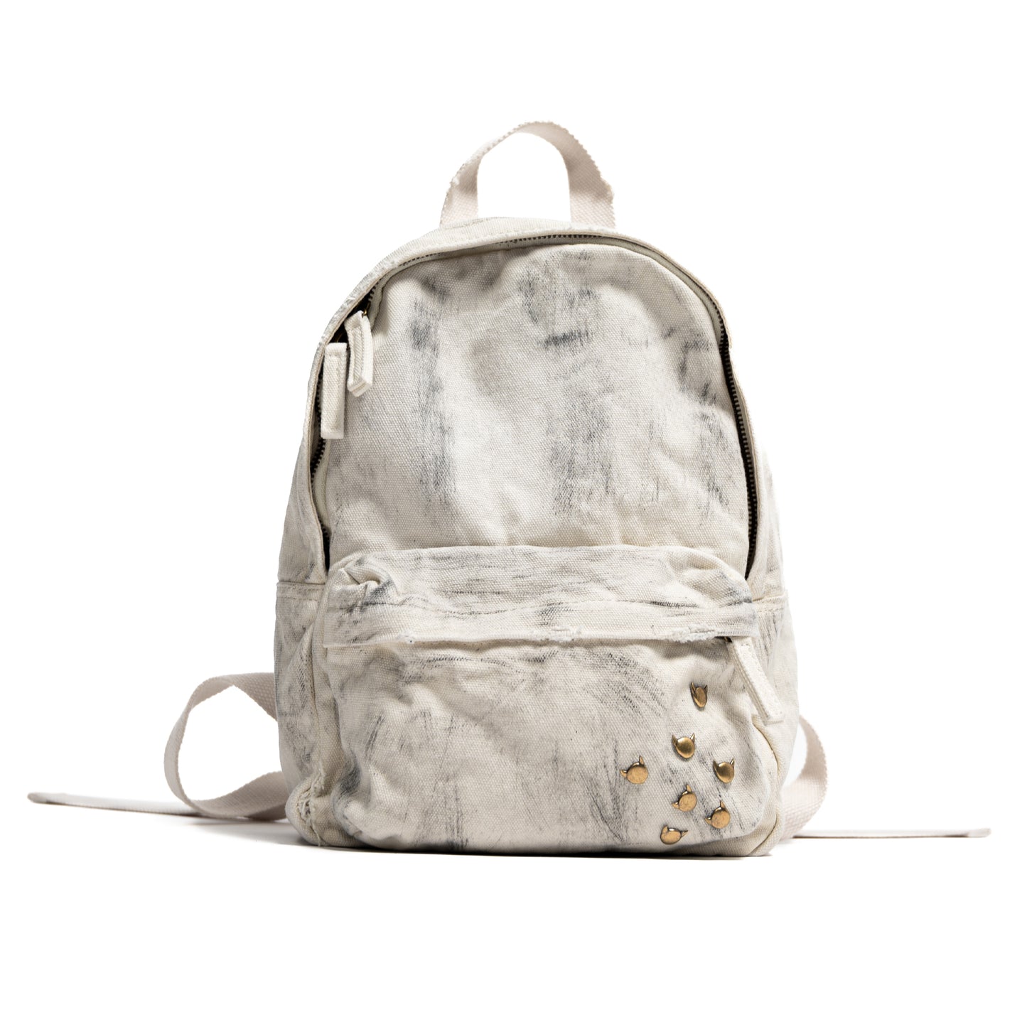 Rivets Backpack - White Hand Finished