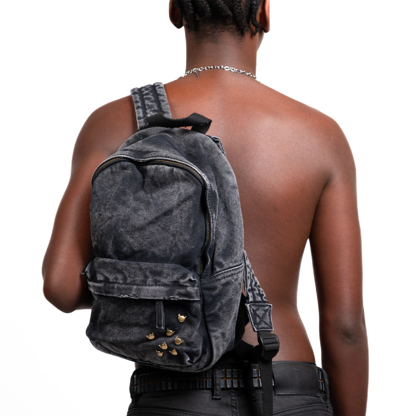 Rivets Backpack - Black Stone Washed