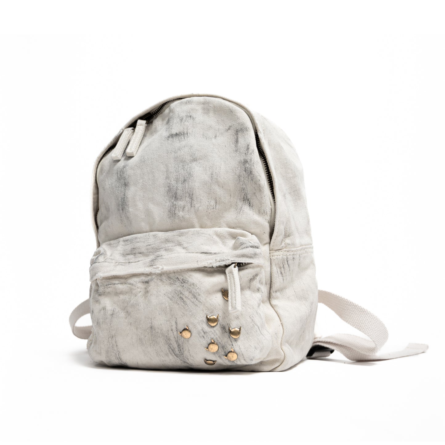 Rivets Backpack - White Hand Finished